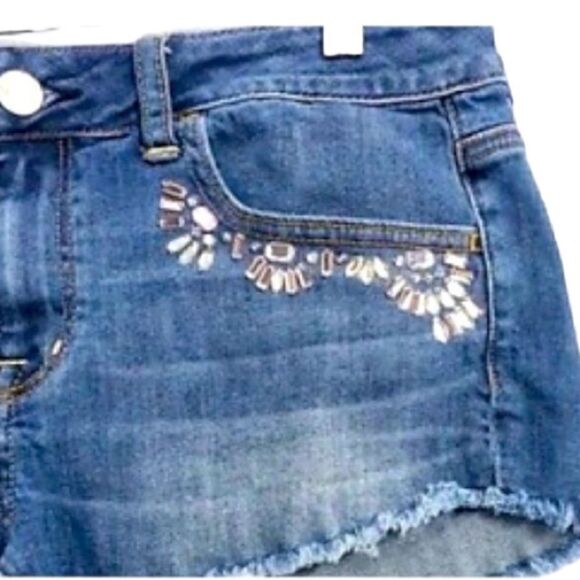 AMERICAN EAGLE RHINESTONE JEAN SHORTS SIZE 4 W27 - Picture 2 of 5